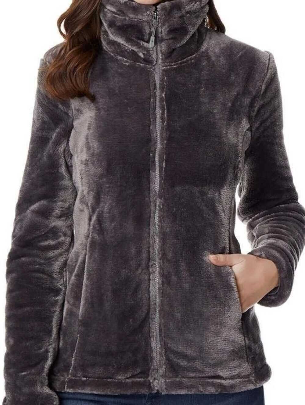 32 Degrees Heat Women's Plush Zip-Up Jacket - Gray